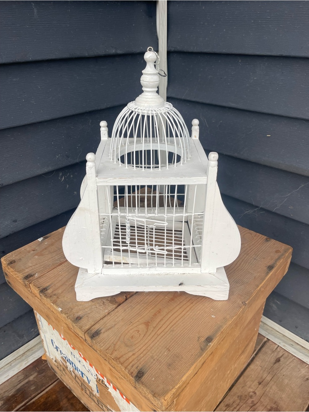 Decorative White Wooden Bird Cage